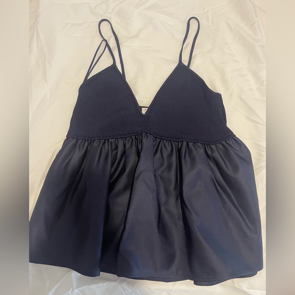 Zara Dark Blue Peplum Camisole Top